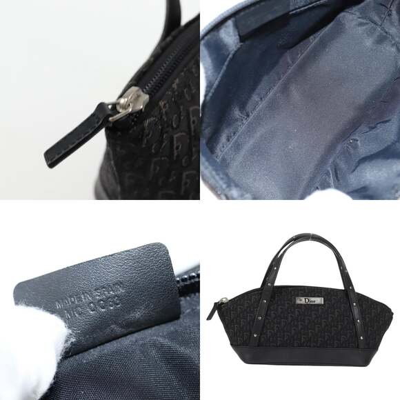 DIOR Trotter Canvas Hand Bag Black Silver - Picture 10 of 12